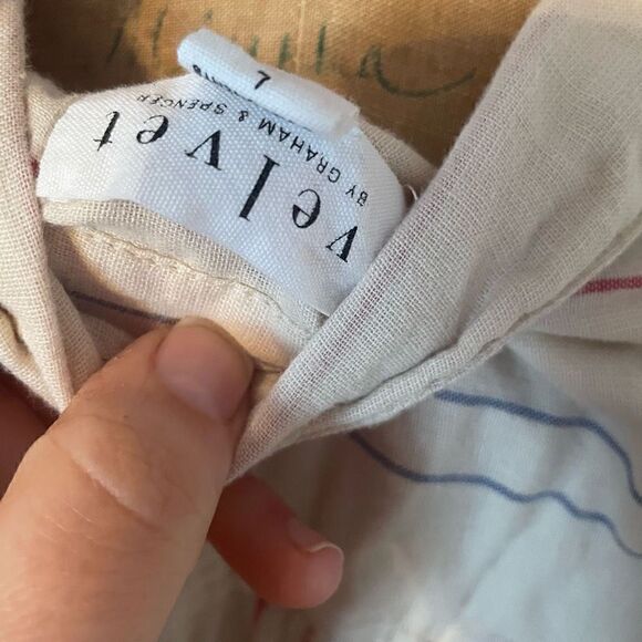 VELVET by GRAHAM & SPENCER | light weight striped casual button down L - Picture 7 of 9